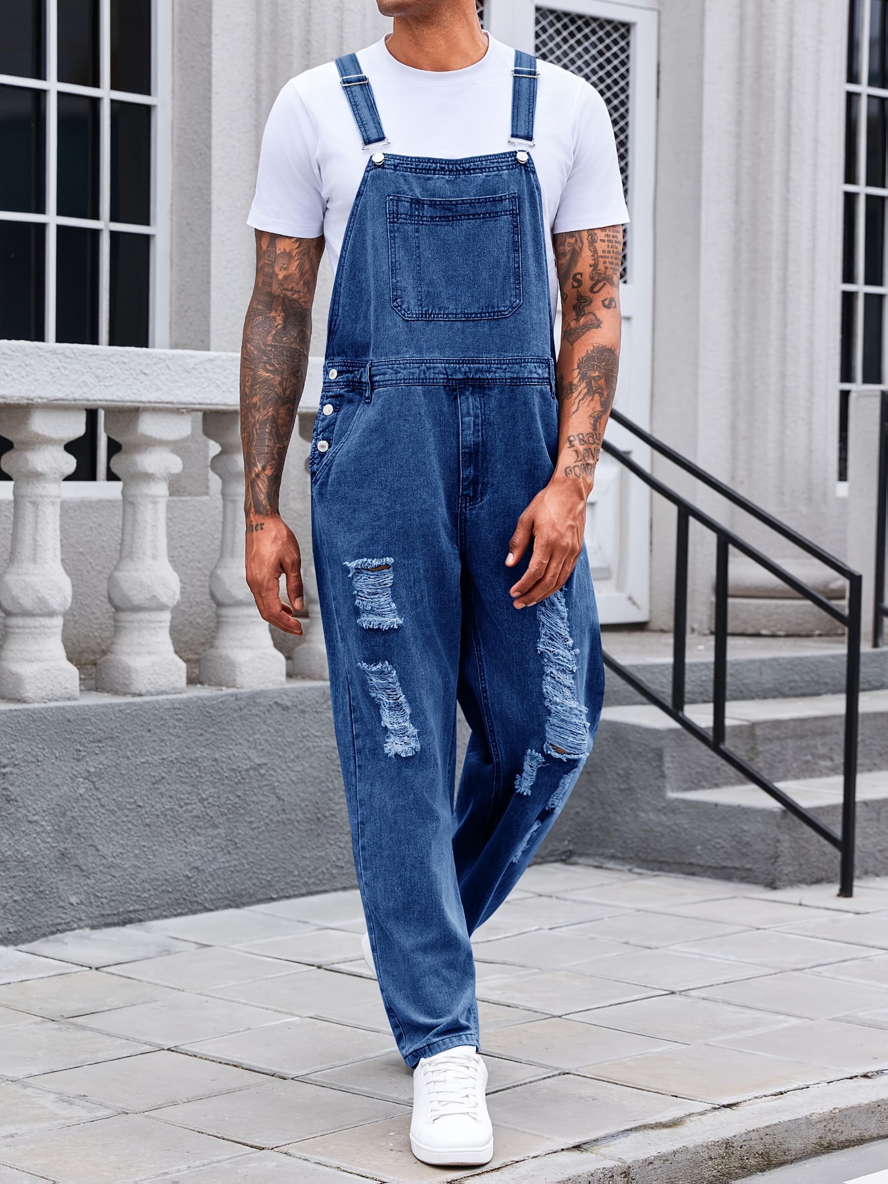 Fashionable Male Denim Jumpsuit *'s Denim Bib Overalls Jeans