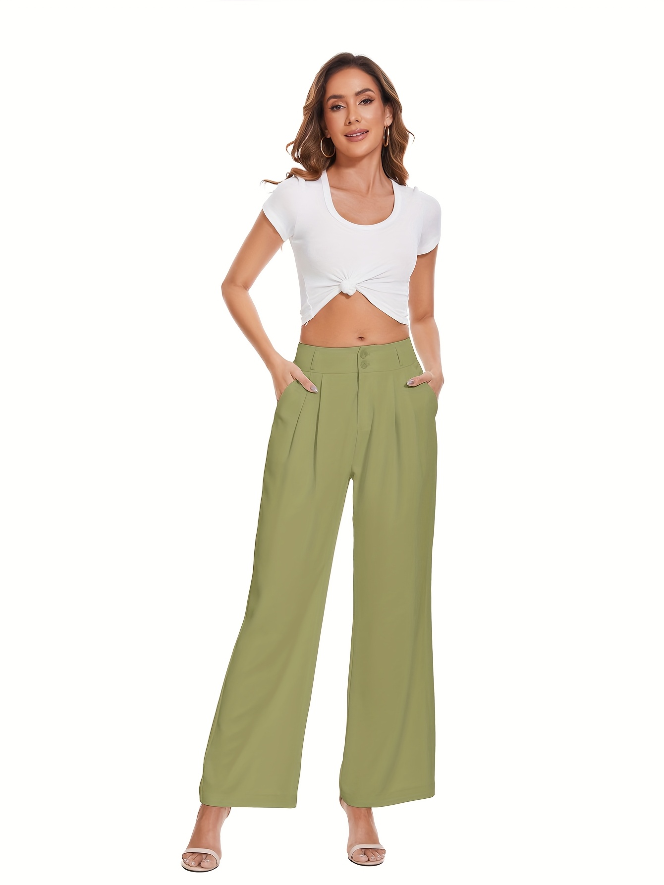 sachin and babi light blue dress Green Marlene Pants High Waist Palazzo Pants "Girl Boss" 