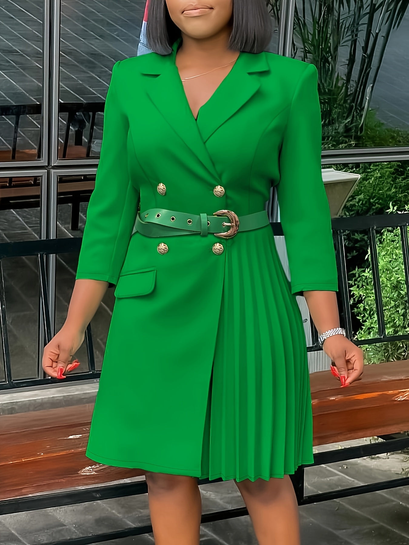 stijlvolle groene lange jurk met riem voor dames Temu Netherlands