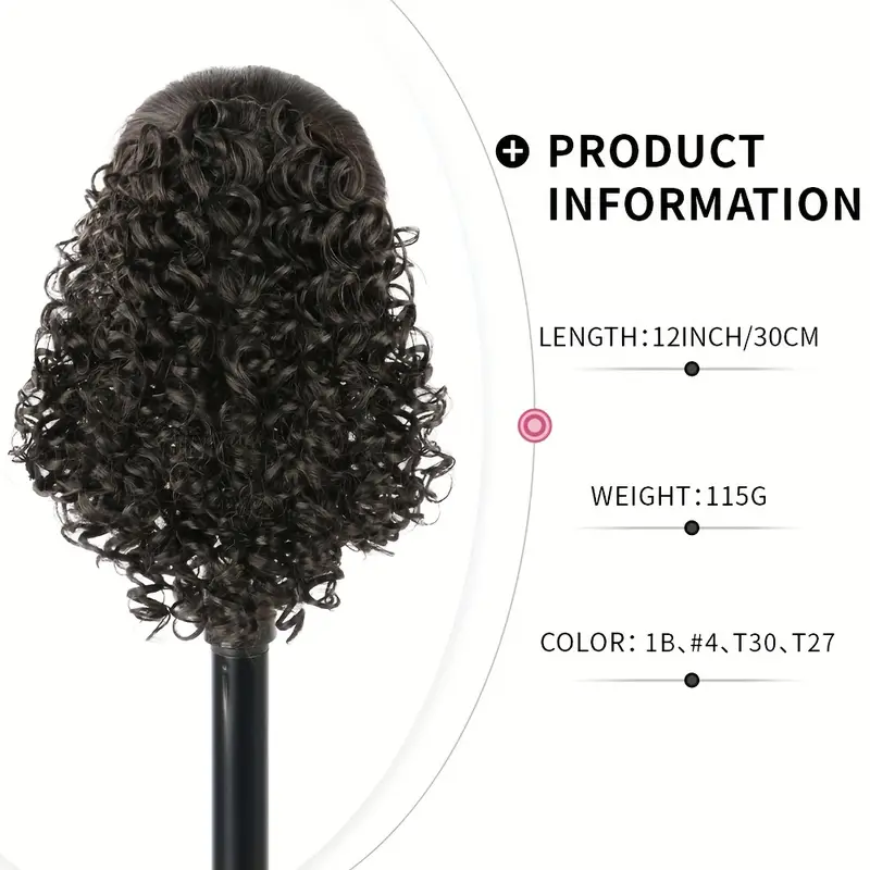 curly ponytail extension for women drawstring ponytail hair extensions 12 inch synthetic pony tail mix ponytail with 2 clips hairpiece for daily party details 6