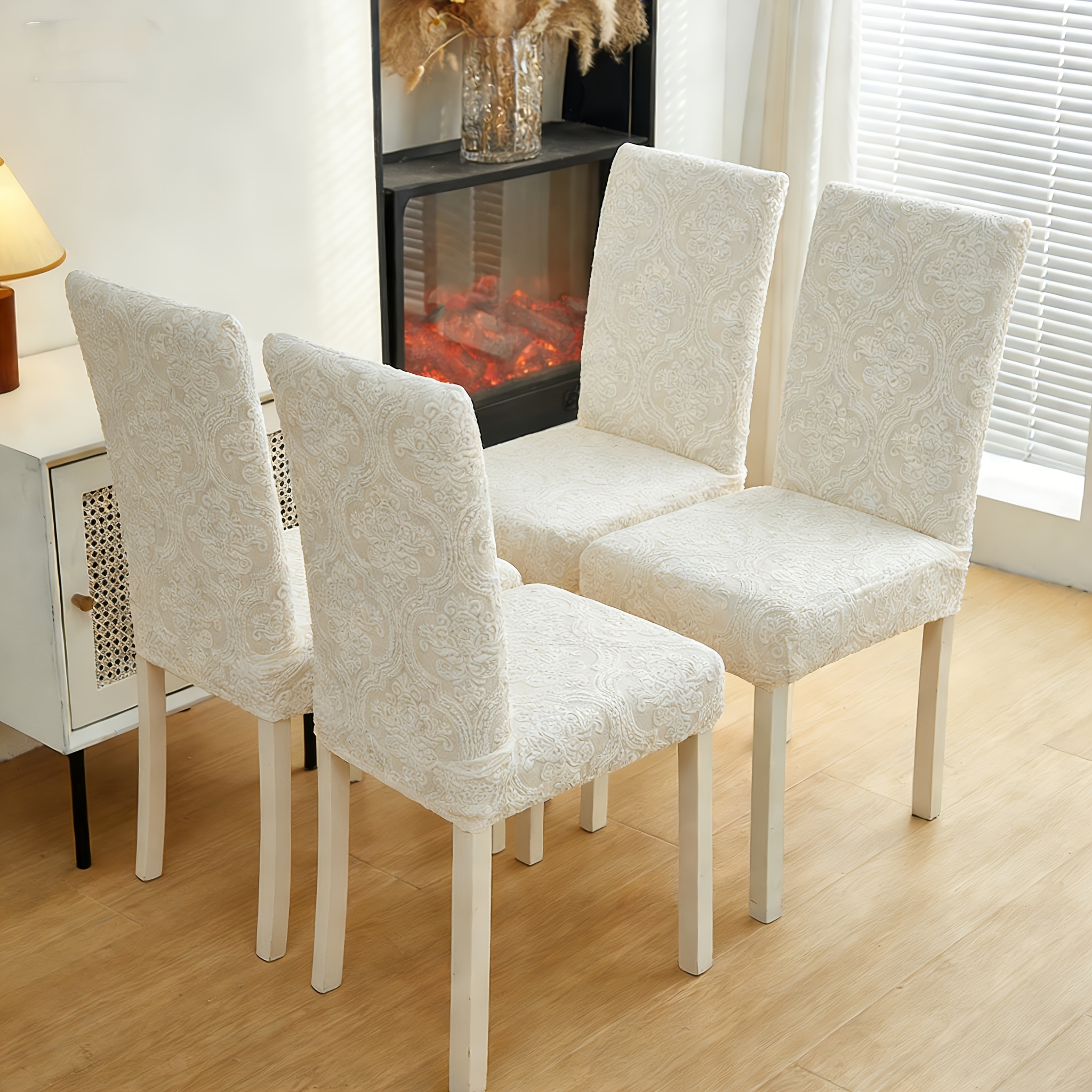 2/4/6pcs Jacquard Velvet Chair Covers, European Slipcovers