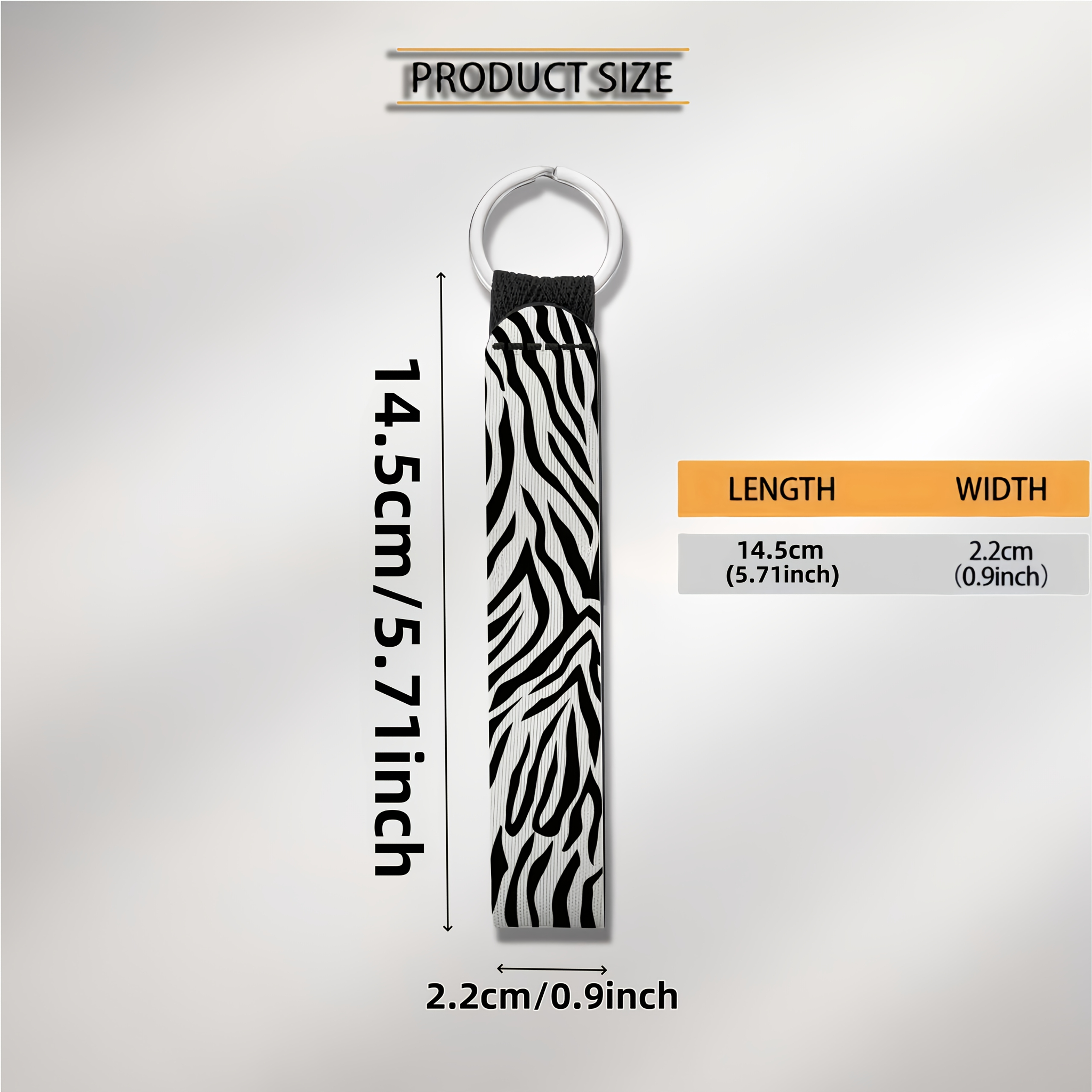 Image of Zebra Stripe Print Pattern Wristband Keychain Neoprene Hand Wrist Lanyard Keyring Keychain Clip Key Fob Women Men For Car Phone Bag Holiday Gift