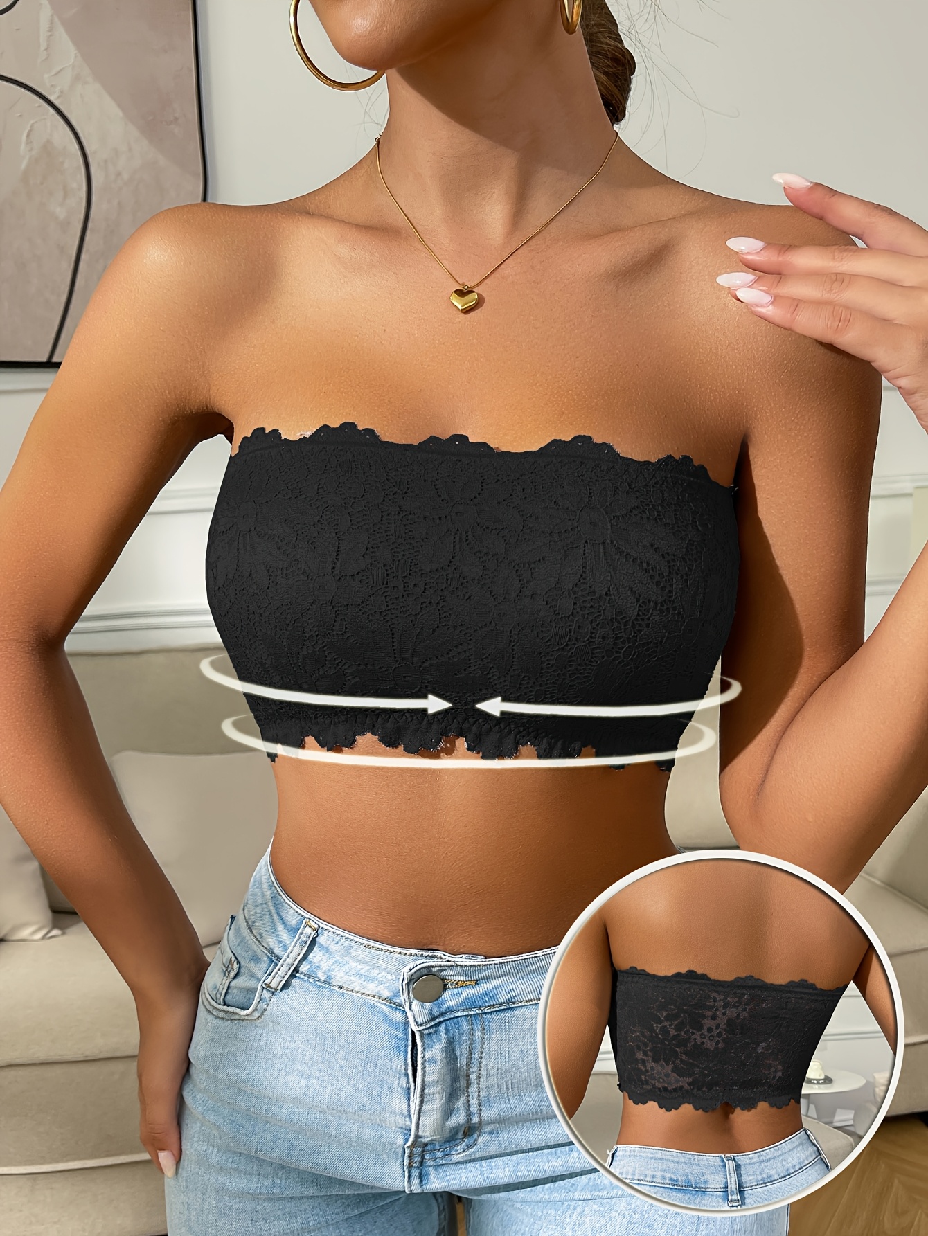 sunflower lace strapless bustier bra without padding and straps