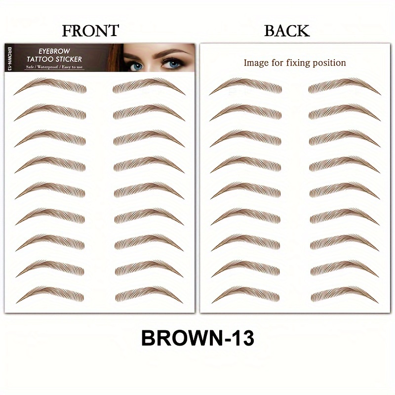 Easy-apply Waterproof Brown Eyebrow Tattoo Stickers - Natural Look, Disposable Makeup For Touch-up