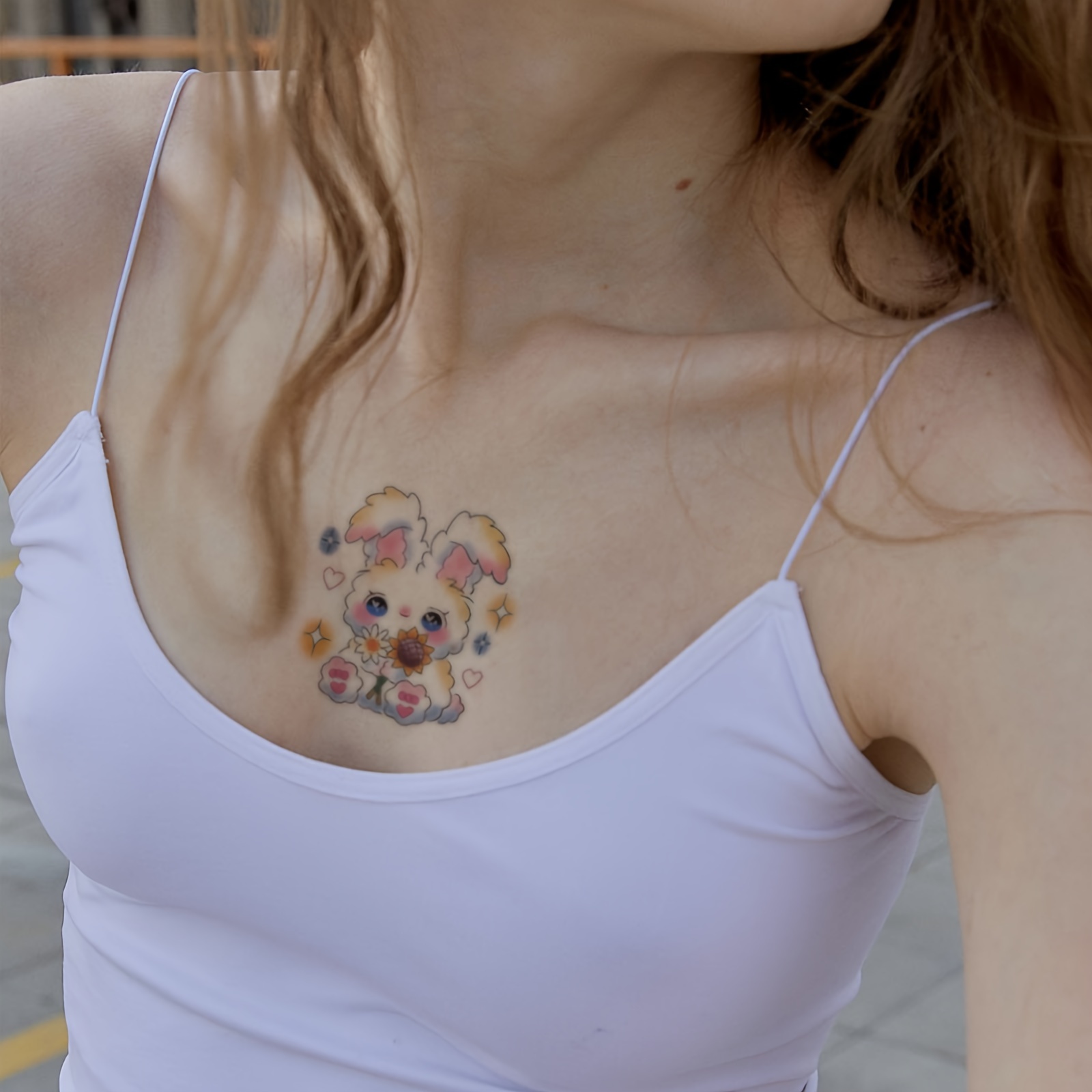 

1pc Cute Fashionable Rabbit Temporary Tattoo Sticker, Lasts 1-3 Days, Easy Apply & Remove, Skin-safe For Adults, Perfect For All Occasions
