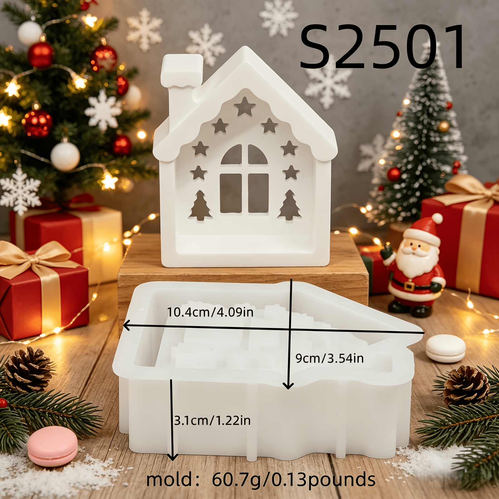 TEMU Stampo siliconico compatibile per casa cava fai da te - Resina/Epossidica/ per cera e gesso con casa scavata, forma irregolare per portacandele,