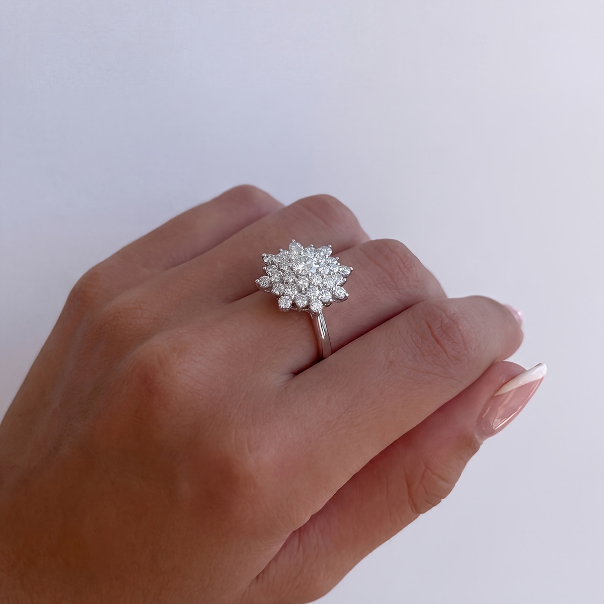 Women's Luxury Snowflake Engagement Ring, Sparkling Promise