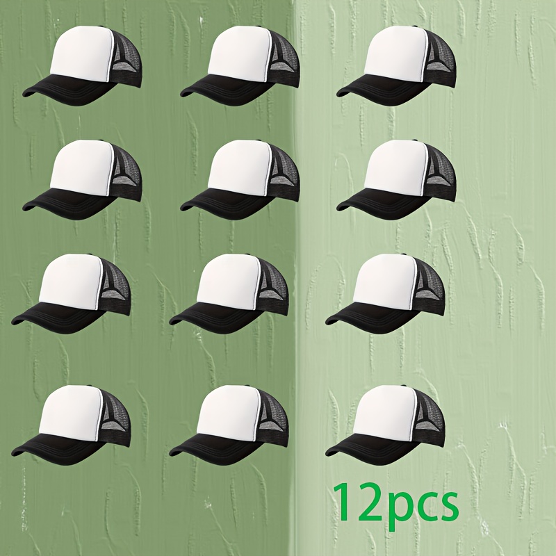 12pcs Custom DIY Pattern Printed Mesh Baseball Caps, Fashionable Style