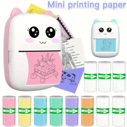 wireless mini label printer delivery of multiple rolls of colored stickers portable mini printer pocket mini inkless printer wireless mini printer for labels notes sticky notes
