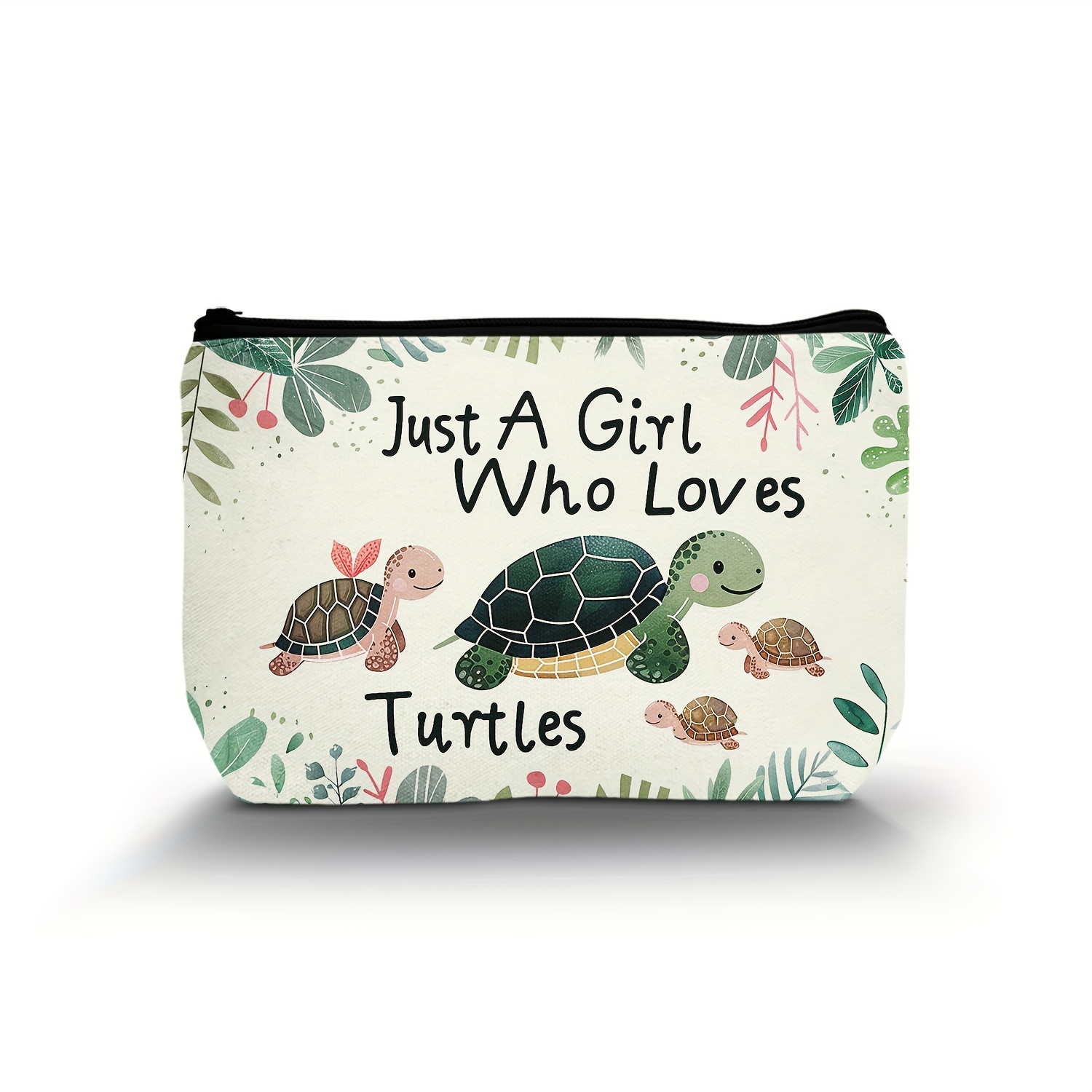 

Polyester Cosmetic Bag For Women With Turtle Print - Casual Style Zippered Makeup Pouch With Hand Washable Feature, Versatile Toiletry Bag Ideal For Travel - Perfect Gift For - 1pc