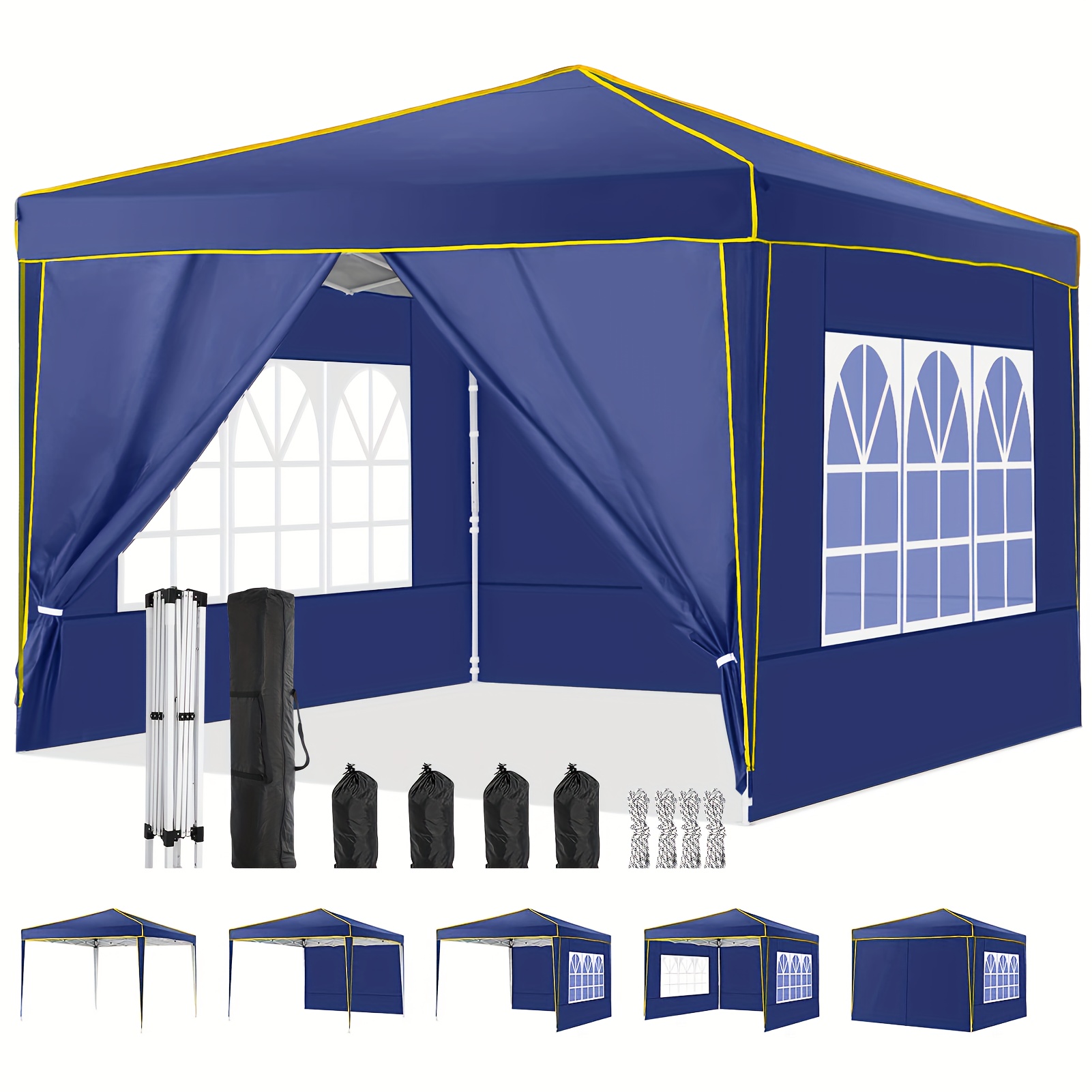 

Hoteel 10x10ft Pop-up Tent With 4 For Parties And , Waterproof With Church Windows, Tote Bags, Stakes, Ropes And .