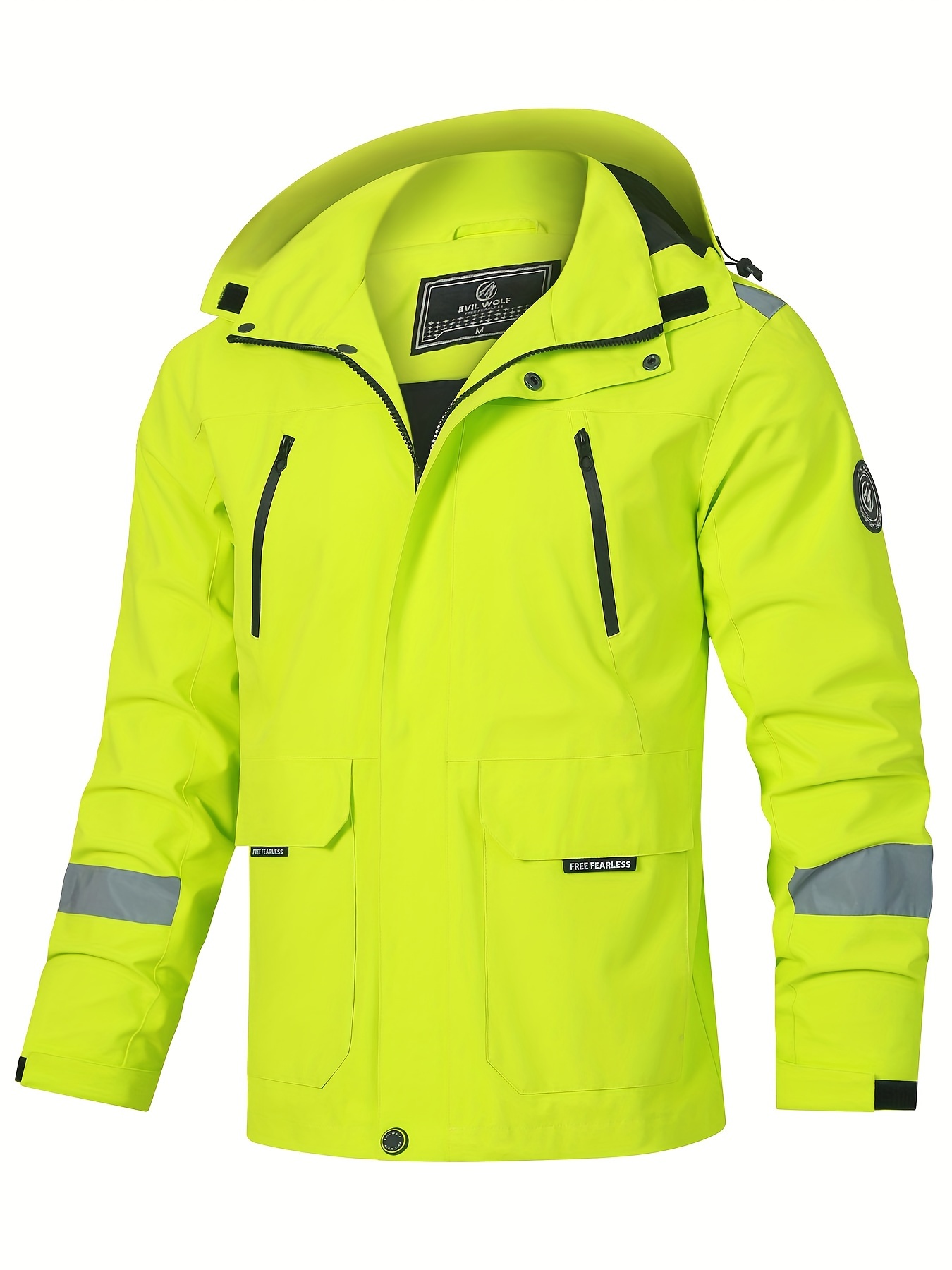 Men's USA Classic Safety Yellow Windbreaker Cycling Jacket