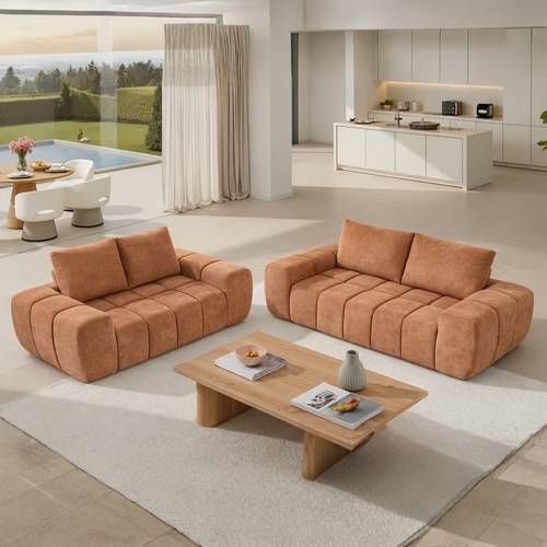 compressed fabric sofa range 2 3 seater no assembly self expanding couch with high density foam and wide armrests space saving modern lounge for small apartment living room brown vacuum packed self inflating