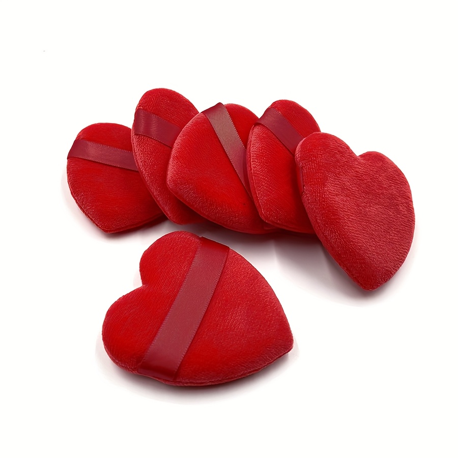 TEMU 6pcs Love Finger Setting Powder Loose Powder Setting Powder Dense Powder Air Cushion Sponge Plush Set Fan Makeup Powder Puff New Year Valentine's Day Gift