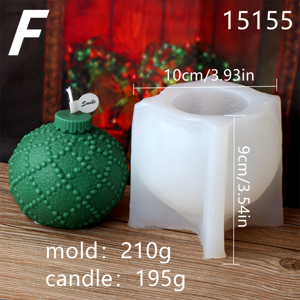 TEMU 1 Stück Festliche Silikon-Weihnachtsrelief-Kerzenform – Sphärisches Streifendesign für DIY Glocken-Duft-Xmas-Lichtbälle, Kreative