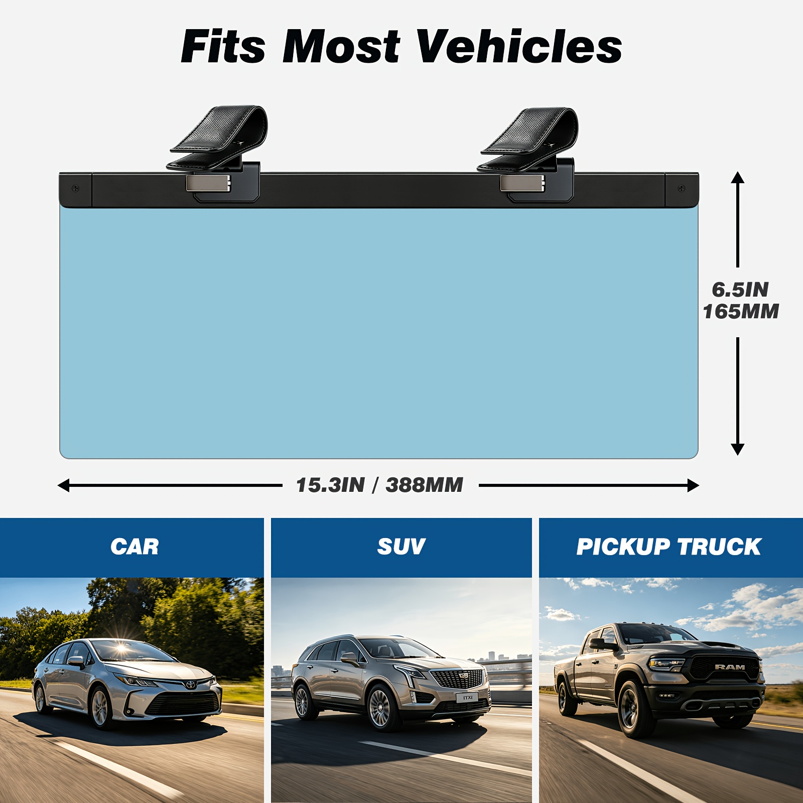 car sun visor extender polarized dual clip adjustable sun visor extender sun visor uv400 anti glare uv protection anti reflective universal large size car interior additions Product details 0