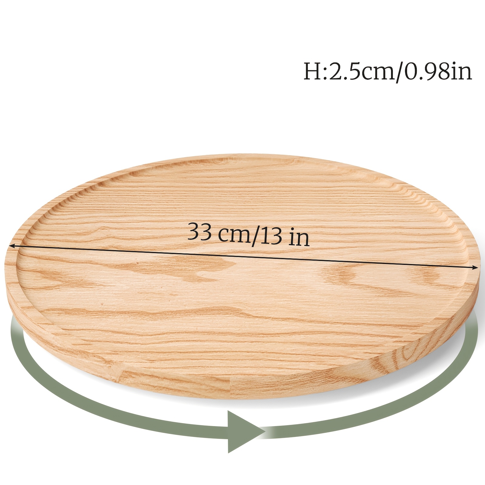 TEMU 1pc Rotating Tray Made Of Pine Wood, Multiple Size Options Available, Storage Tray For Kitchen And Living Room Furniture, Rotatable, Log Style
