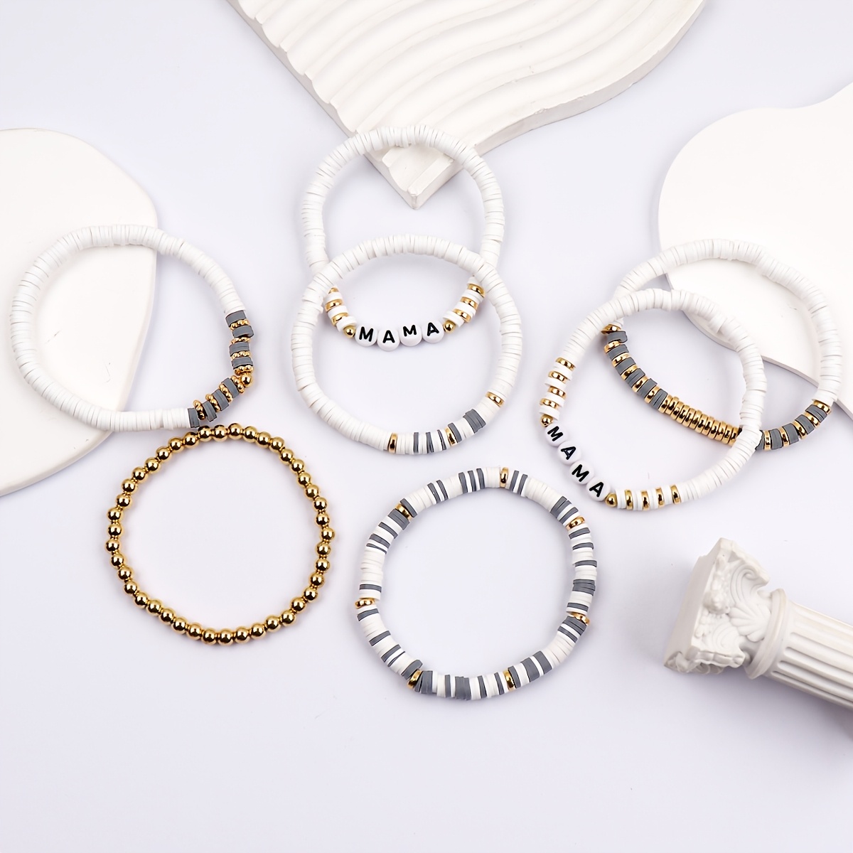 MAMA Bracelet Set, Stackable Gift for New Moms