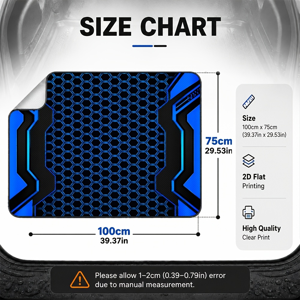 TEMU Tapis de coffre 2D plat, 1 pièce, motif bleu , revêtement de coffre universel pour SUV, ou break, idéal pour les , commercial, rangement de