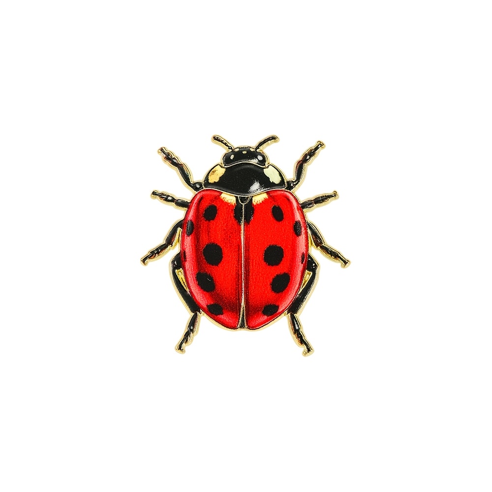 TEMU Épingle en émail coccinelle 2D plate, badge décoratif tendance, ornements pour revers, sac, cadeaux, 2D plate