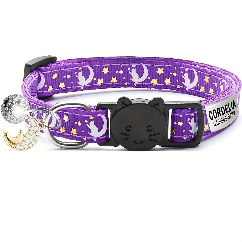 TEMU [customized] 1pc Personalized -the-dark Pet Collar Star Moon Neckband Pet Accessory Collar, Soft Comfortable Fashion Safe Adjustable