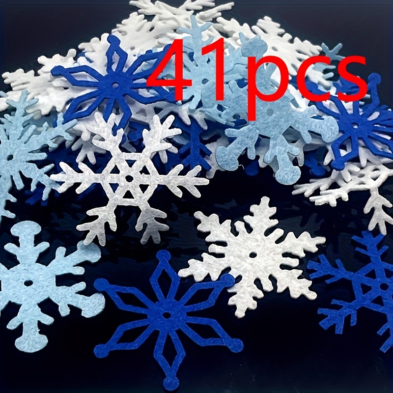 41pcs Set Of Felt Snowflake Decorations For Christmas Wall Adornment