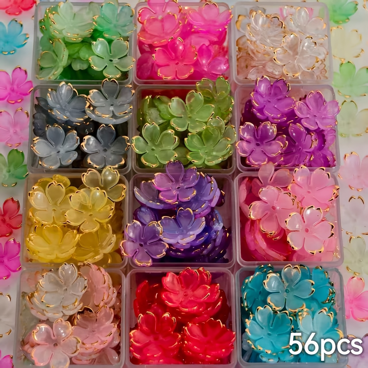 TEMU 56pcs 19Mm Orillé Or Chaud Pétales de Perles Style Ancien Épingle à Cheveux Accessoires de Cheveux Ajouts Matériaux Couleurs Mélangées Boîte
