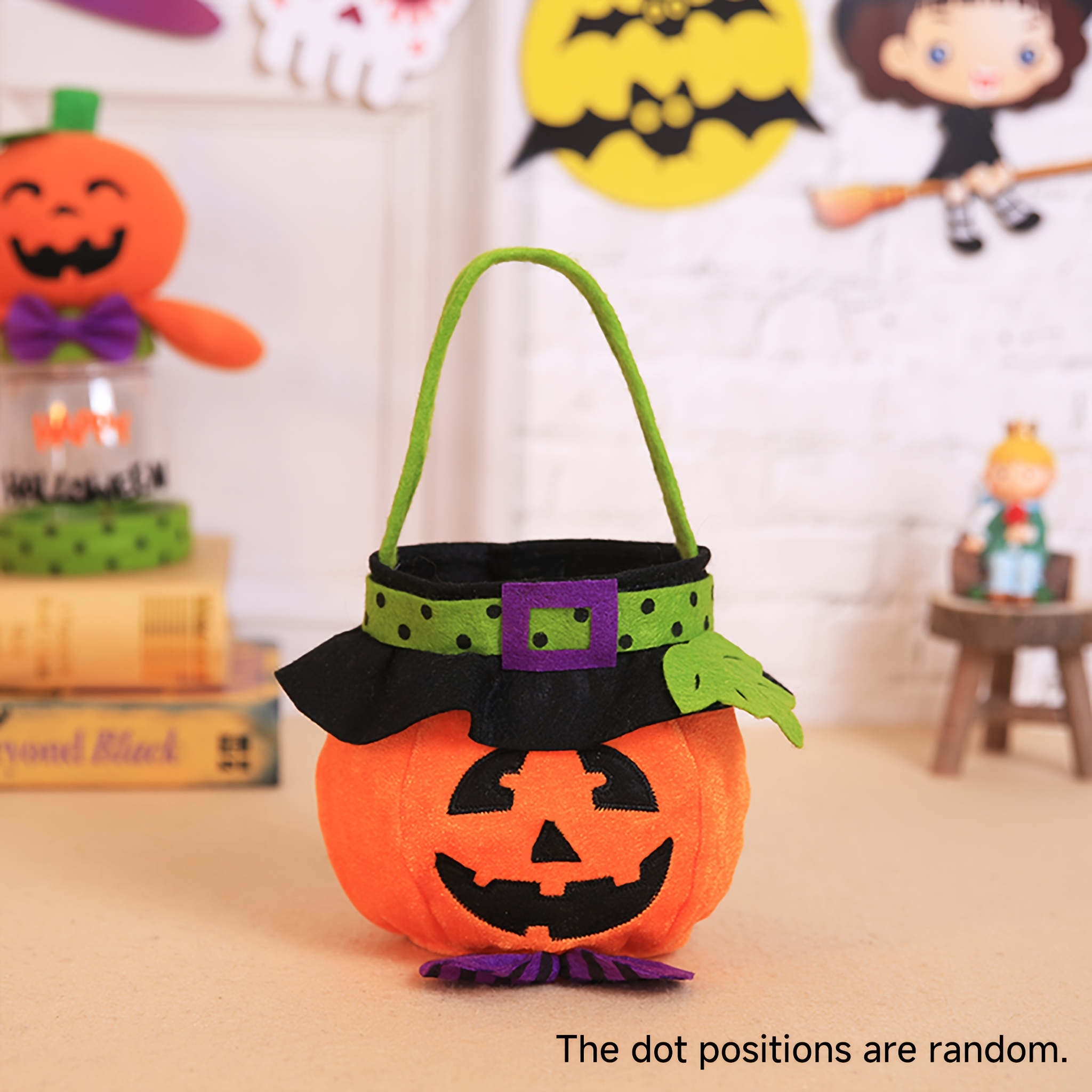 TEMU Sac-cadeau à main de dessin d'Halloween, sac de de fête "Des bonbons ou un sort", accessoire de décoration de scène de festival, sac à collation