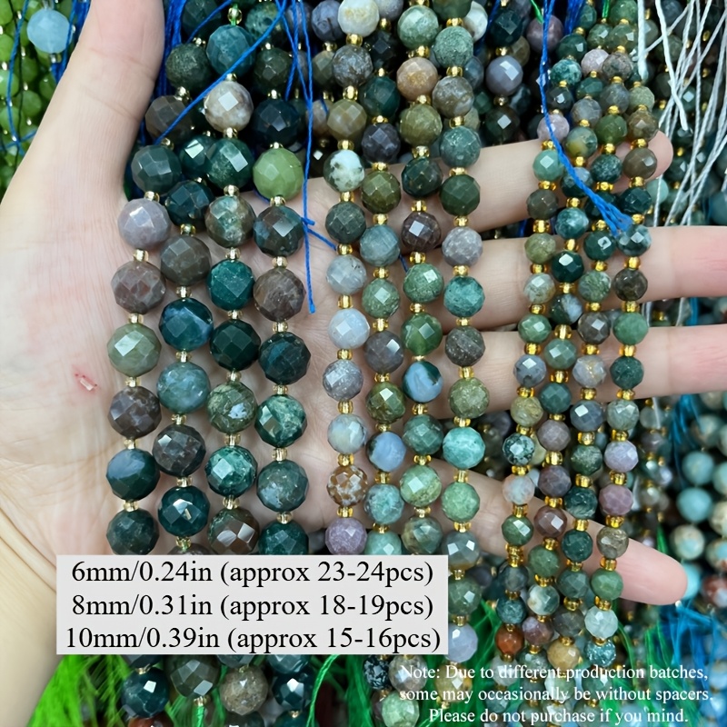 TEMU 6/8/10mm - Sizes, Green Agate Beads Natural Stone, Ideal For Jewelry Making, Versatile Necklace, Bracelet & Earring Additions