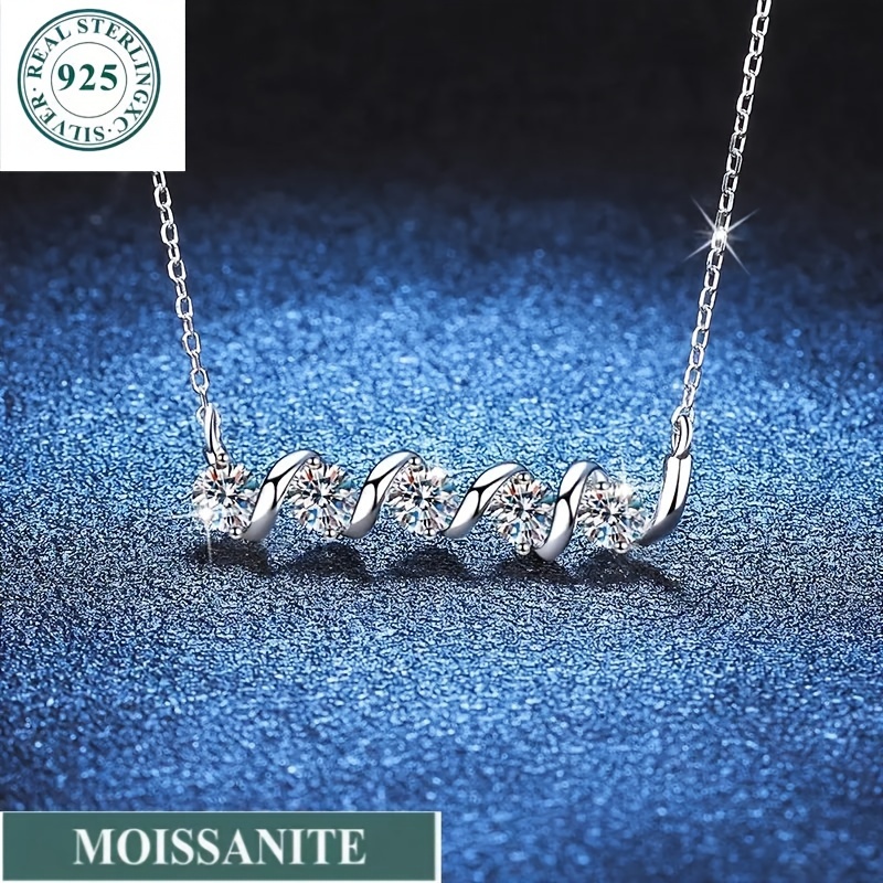 

S925 Sterling Silver 1.5 Carat Moissanite Necklace Light Luxury Luxury Cold Style Men's And Women' Trend Chain Light Luxury Elegant Romantic Sweet Creative Personality Fresh Simple Dating