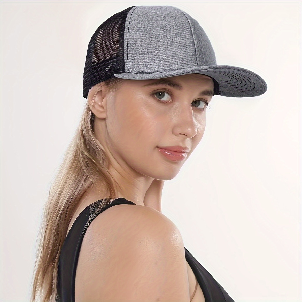 Torn Mesh Trucker Hat Contrast Color Baseball Cap Mesh Breathable