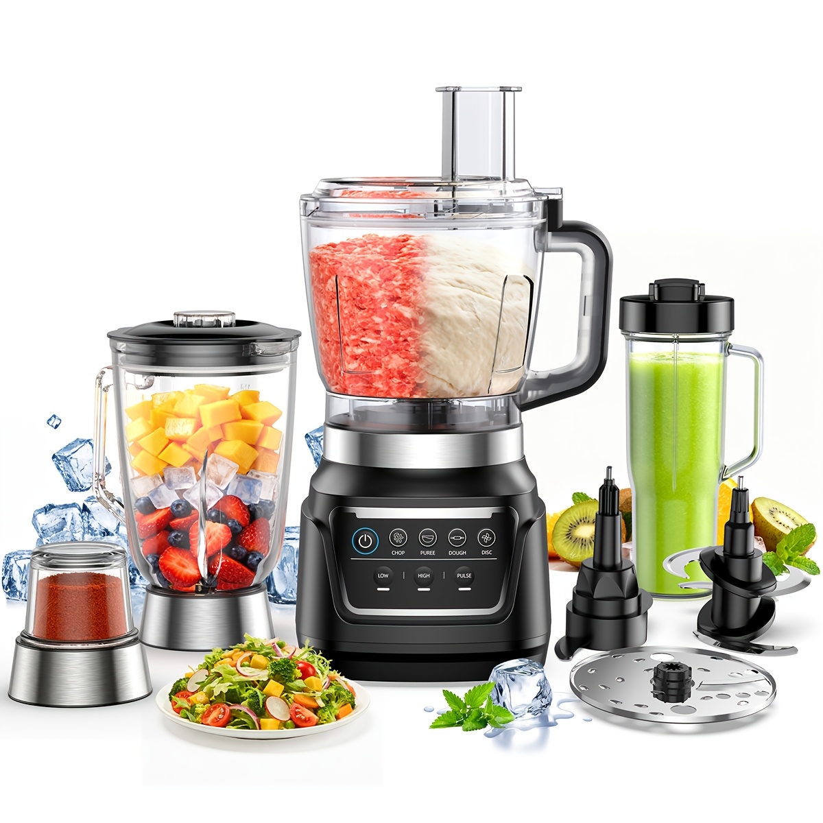 Multifunctional Food Processor Blender Set 68oz Large Capacity Detachable Stainless Steel Blade / Juicing/ Milkshake/ Mincing/ Kneading/ Crushed Ice Multi-functional Easy To Clean Kitchen Appliances