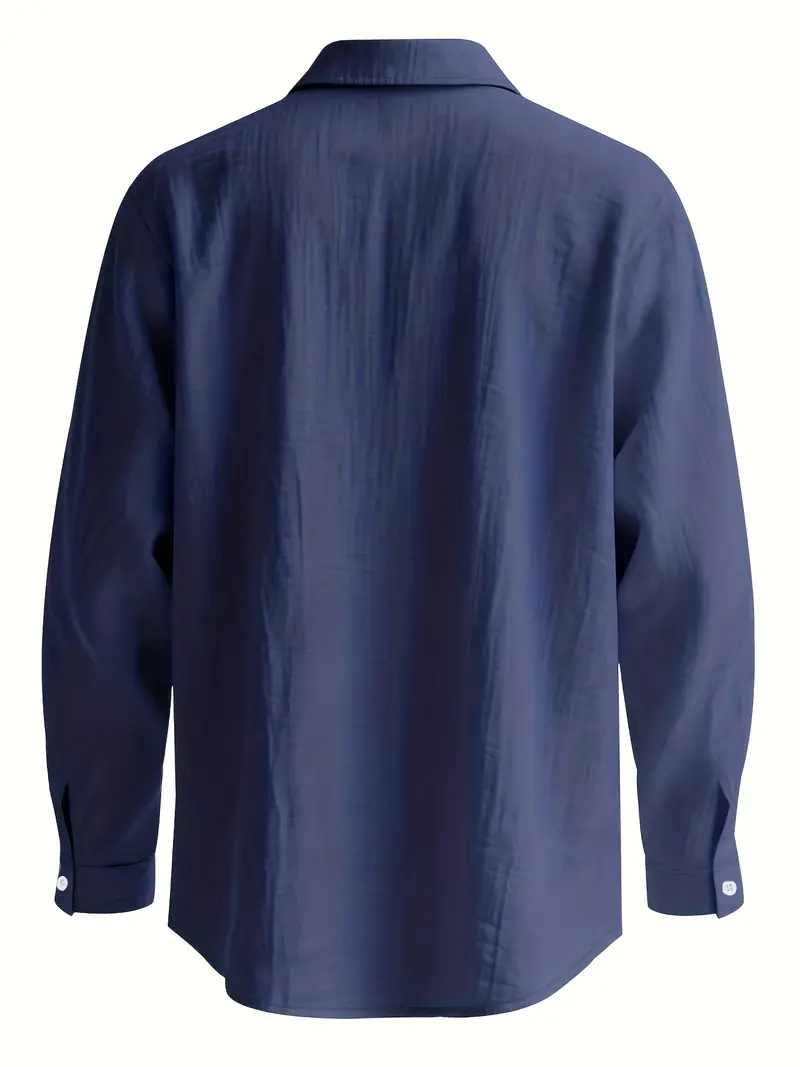 mens reversible stand collar linen shirt beige collar long sleeve button up button top machine washable regular casual formal wear fiber dress shirt Product details 10