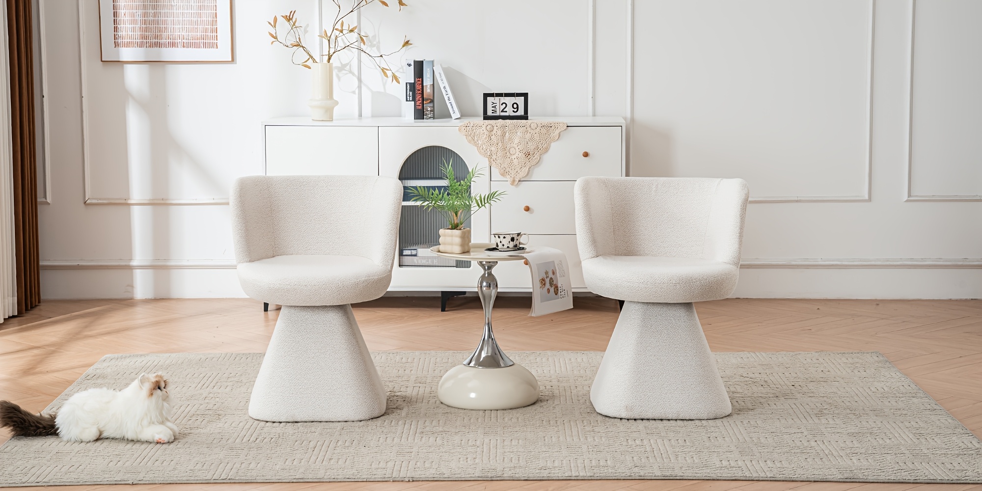 Swivel Accent Chair, Modern 360° Barrel Chair with Curved Backrest, Round Vanity Armchairs for Bedroom, Living Room, Reading Room