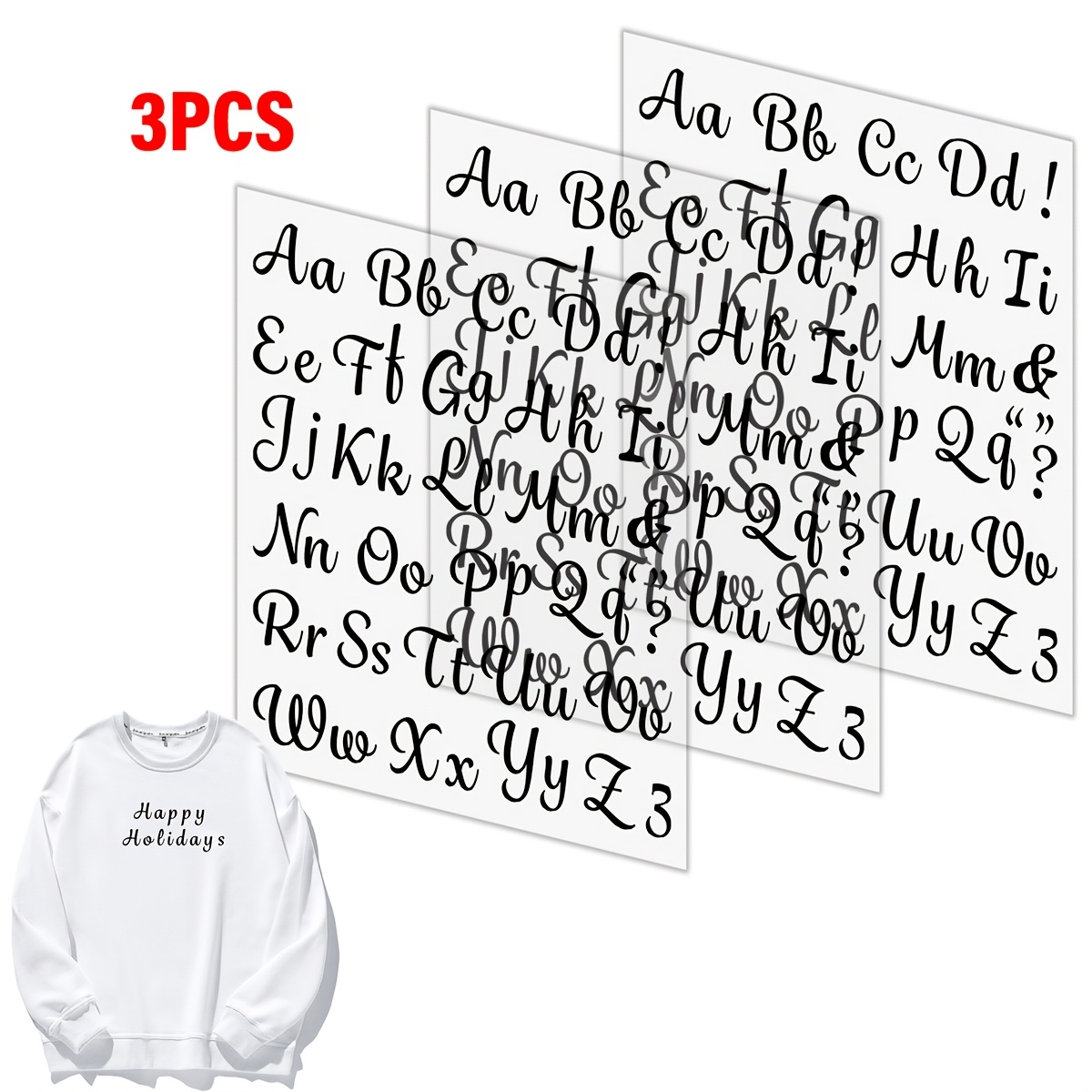 TEMU 3 Sheets Black Script Font Heat Transfer Vinyl, Elegant & Lowercase Letters For Professional Diy