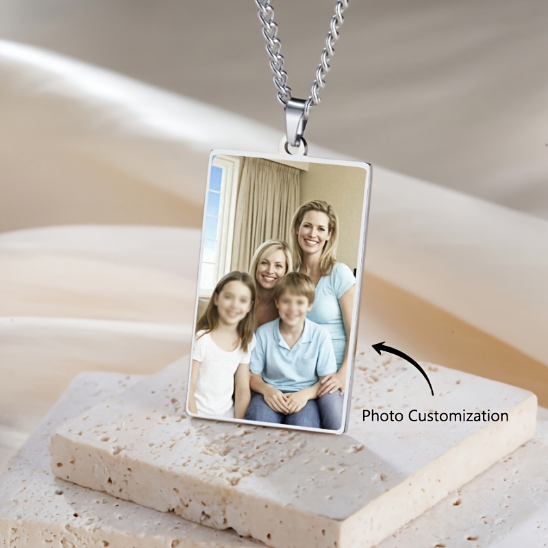 Customizable 18K Plated Photo Square Pendant Necklace