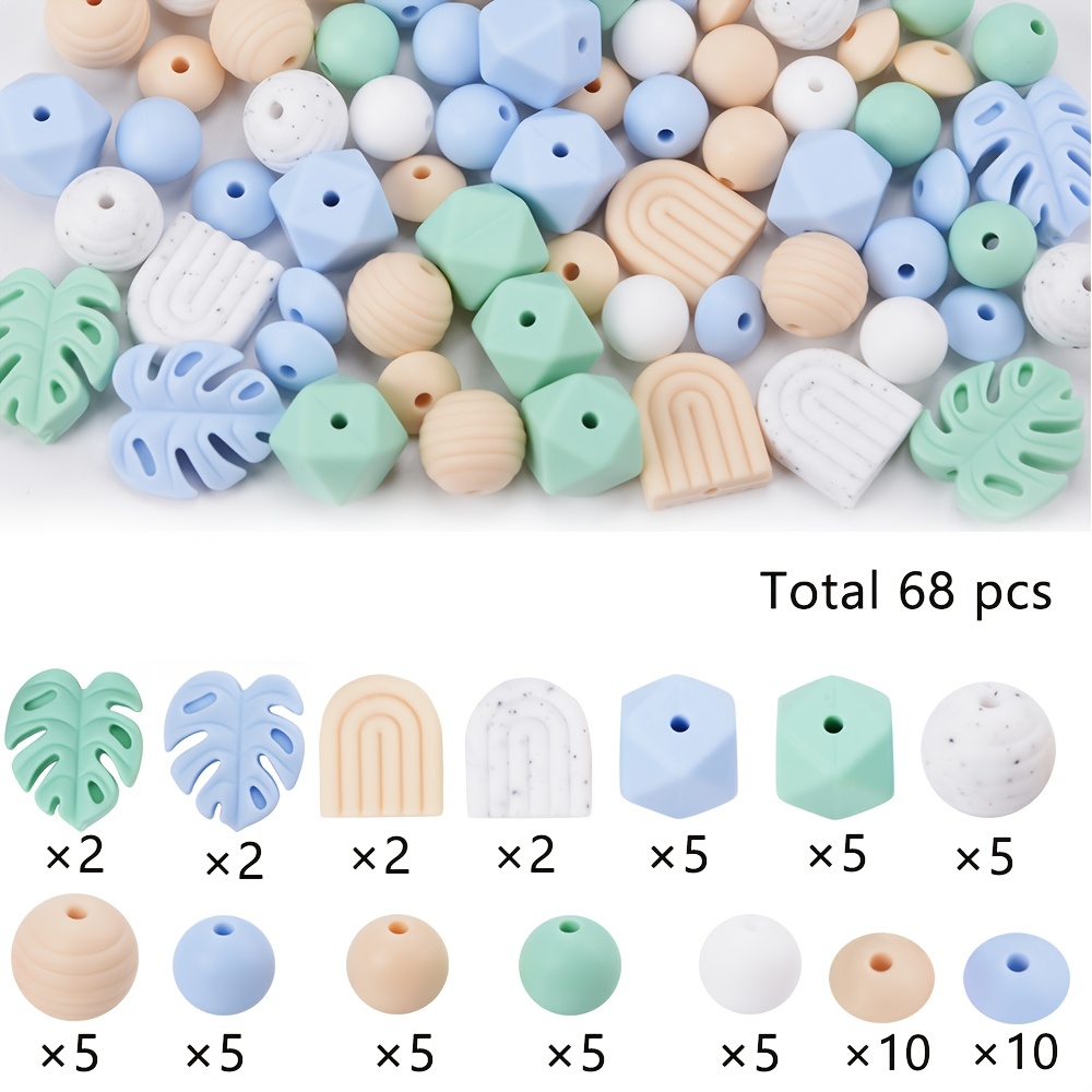 Image of 68pcs Rainbow Arch Silicone Beads For Keychain Making Kit, Of Styles And Shapes Silicone Beads Bulk For Beaded Chains, Necklaces, Bracelets, Beads, Jewelry Additions Handmade Crafts Production