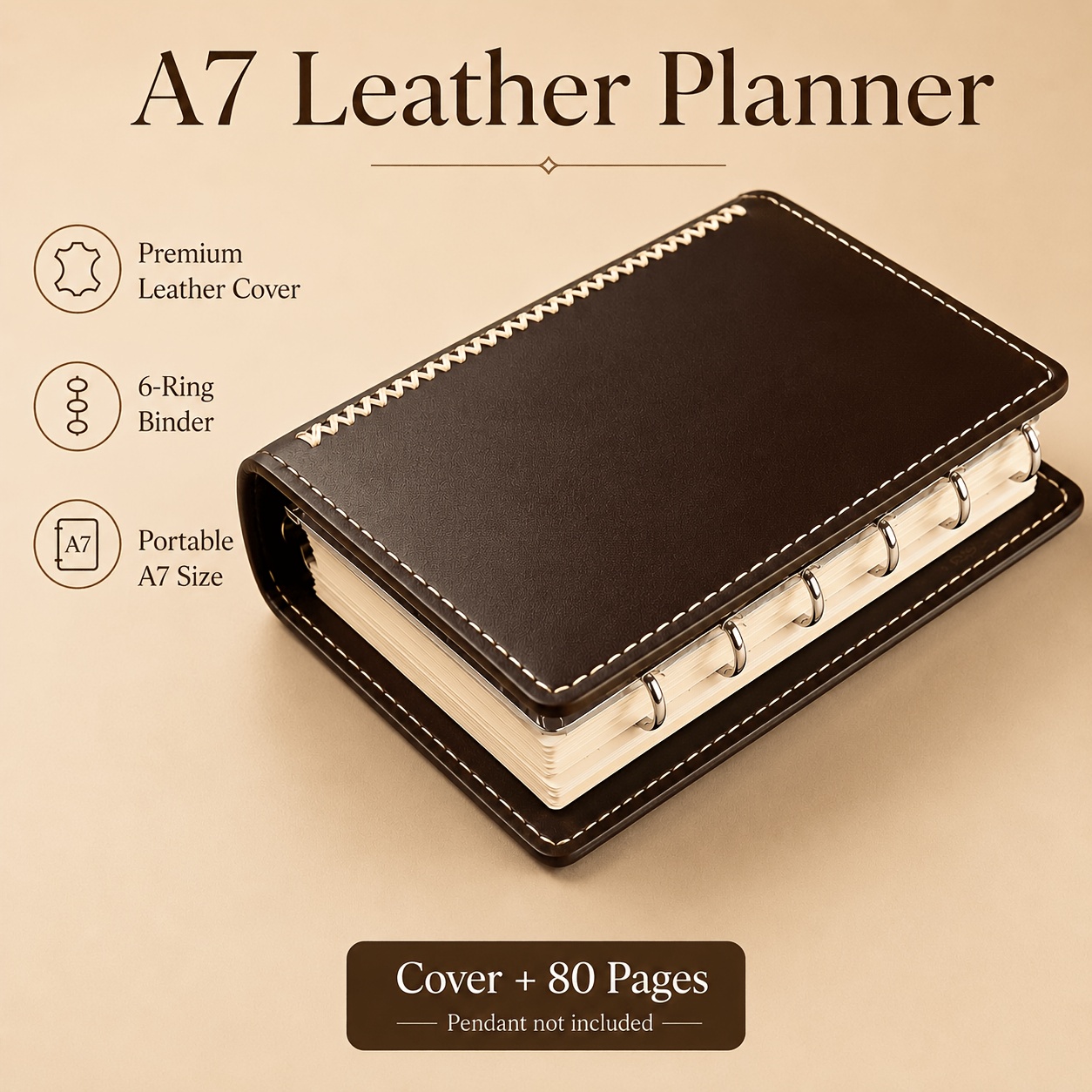 A7 Mini Loose-leaf Journal, Vintage Pu Leather Refillable Pocket Notebook, Portable Compact Diary With Replaceable Pages, Fine Stitching , Ideal For Journaling Thoughtful G