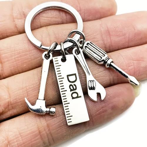 "Tool Guru" Stainless Steel Dad'S Tool Keychain - Hammer, Screwdriver & Wrench Design - Perfect Father'S Day Gift