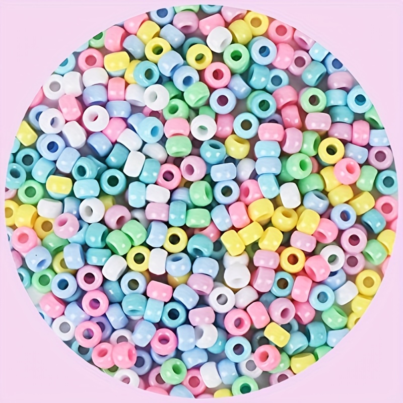 

1200pcs Plastic Macaron Colored Beads, Ideal Accessories For Necklace Bracelet Keychain Jewelry Making