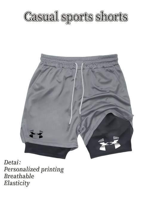 item picture a must have for fitness enthusiasts mens casual sports shorts ua black white minimalist print double layer structure breathable and friendly dominating and gym double layer structure training