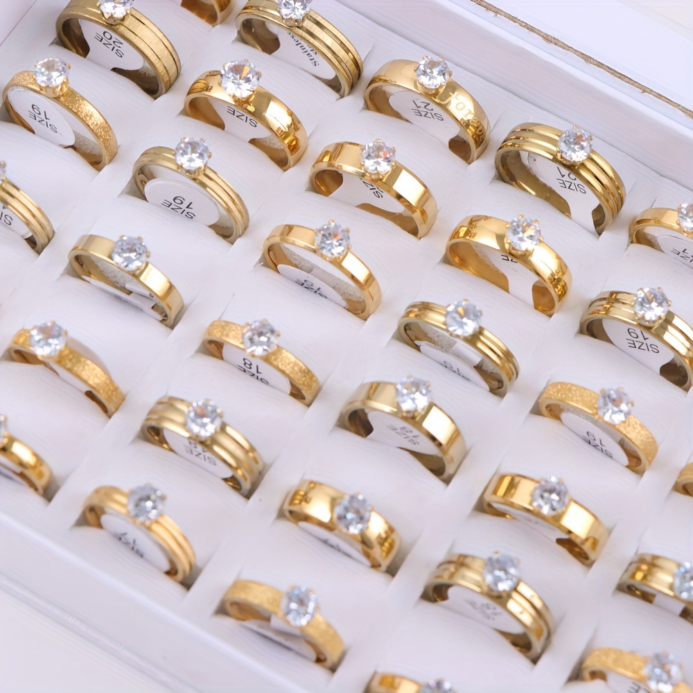 15pcs elegant mixed color stainless steel ring set with sparkling rhinestones   engagements anniversaries parties details 6