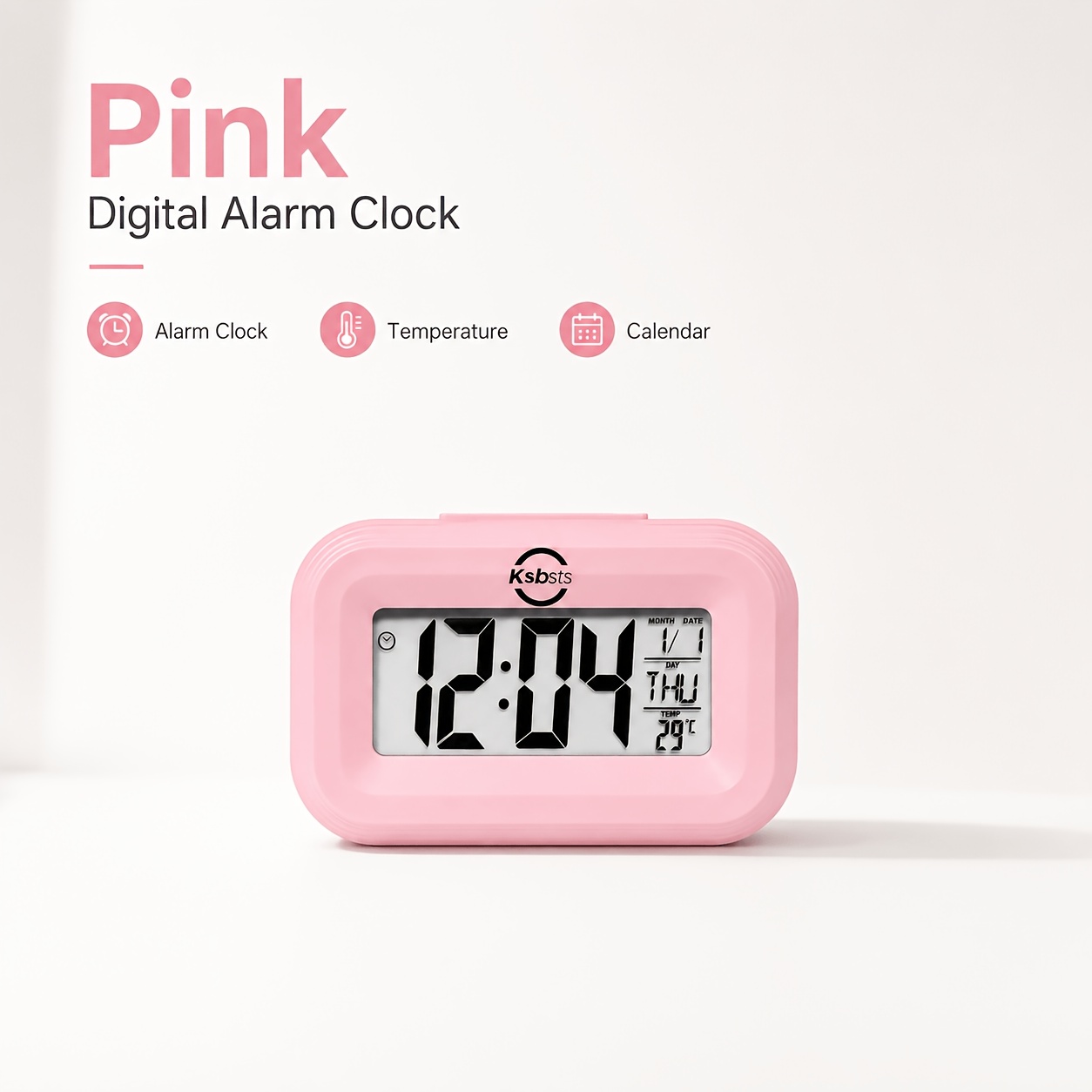 TEMU Réveil Numérique avec Affichage de la Température et de la Date, Horloge de Bureau LCD pour Chambre, Bureau d'Étude, Bureau et Maison, Pile Non