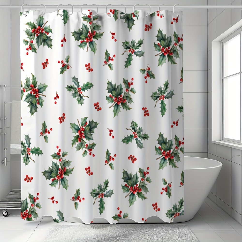 

Merry Christmas: 1pc Christmas Theme Waterproof Shower Curtain, Pattern, Machine Washable, Easy-care - Perfect For Christmas Home Bathroom Decor Shower Curtain, Christmas Gift! (includes 12 Hooks)