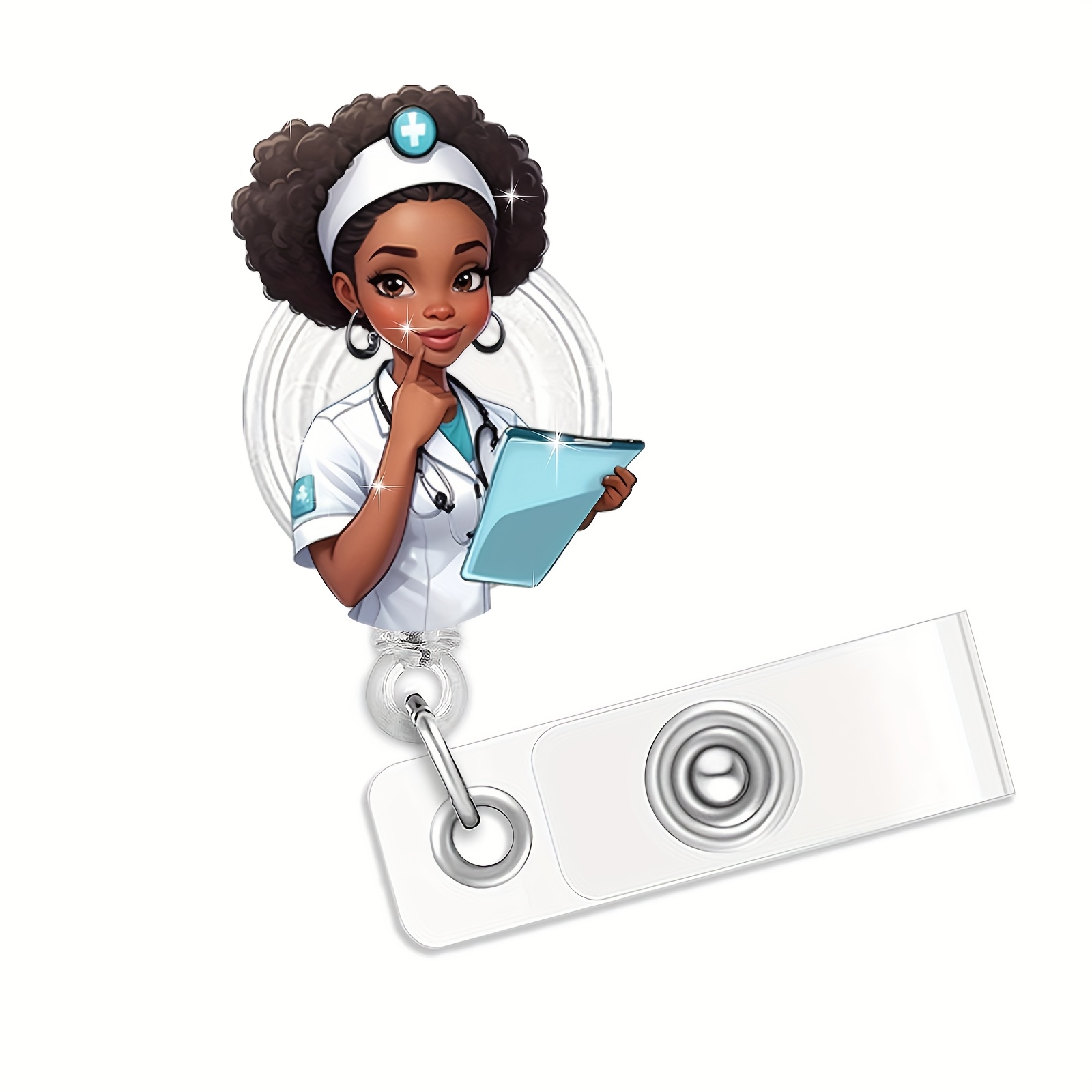 Nurse Gi Badge funny gi nurse acrylic badge reel retractable id holder with clip for  nurses, students office staff, badge holder, office worker  High-quality Affordable Temu