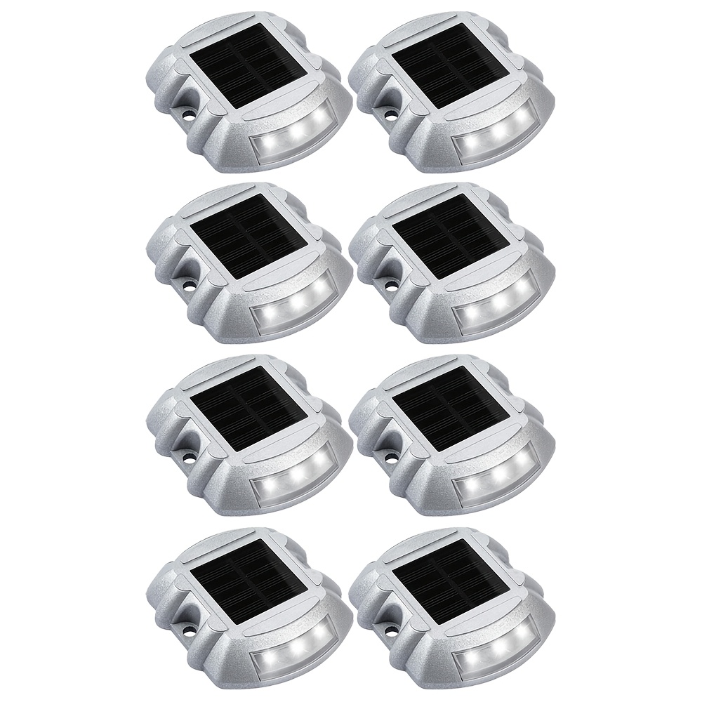 TEMU Solar Path Marker Lights 8/10pcs, Ip65 Cast Aluminum Led Deck Lamp, White Green Outdoor Lighting For Driveway Stairs Garden Yard