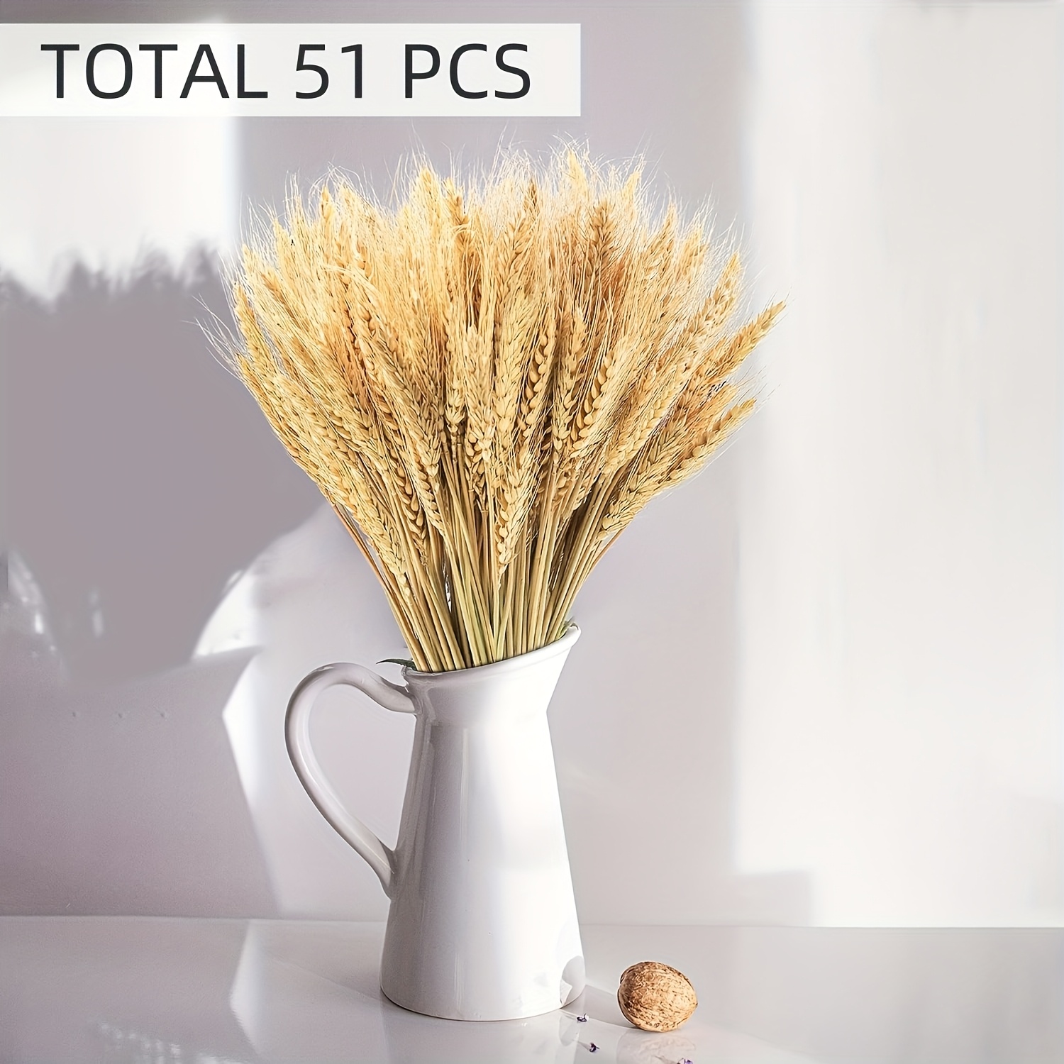 TEMU 51 Premium Dried Wheat Stems, Ideal For Home, Wedding Reception Table Arrangements, Harvest Wreaths, And Rustic Decor, Perfect For Thanksgiving, Halloween, Hanukkah, Christmas, And Easter
