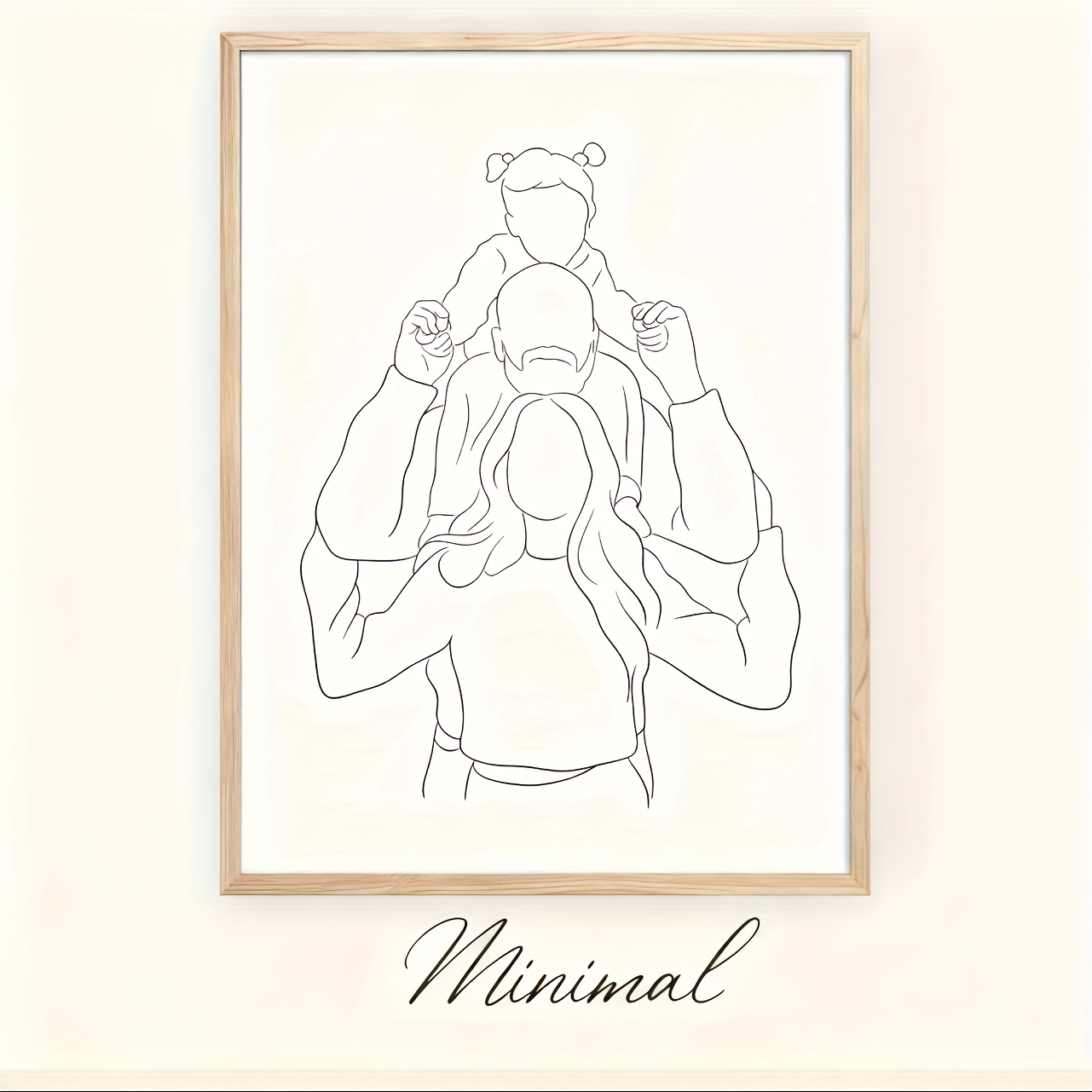TEMU 2d Flat, 2d Flat, A Personalized Single-line Drawing Canvas, Equipped With A Framed Wall Art Decoration, Customizable Lines For Photos, Custom