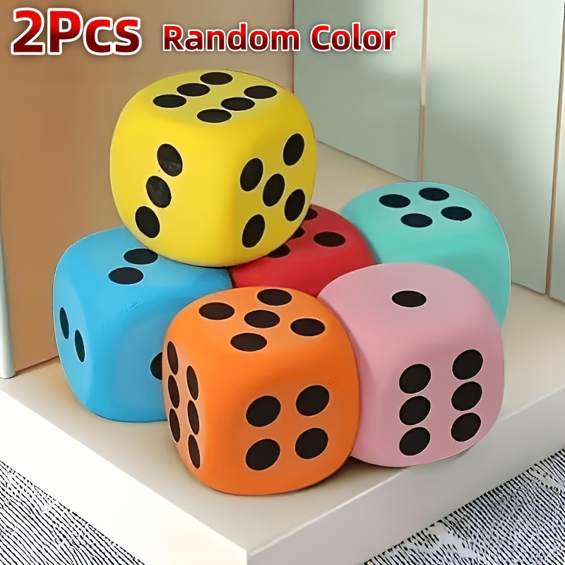 TEMU 2pcs Large Soft Foam Dice - Random Color Set - Ideal For Parties - Suitable For Birthdays, Christmas, Halloween, And More