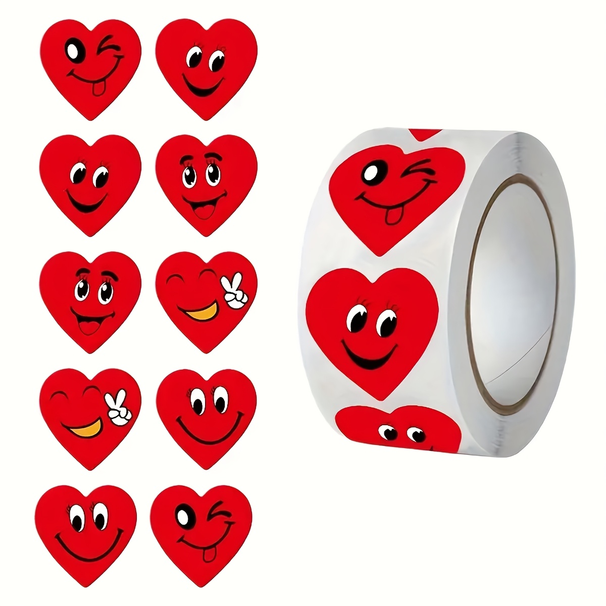 

500pcs Smiling Heart Self-adhesive Stickers - Vibrant Gift Labels With Designs For Envelopes, Packaging & Gift Boxes - Ideal For Valentine's Day Celebrations, Valentines Decorations